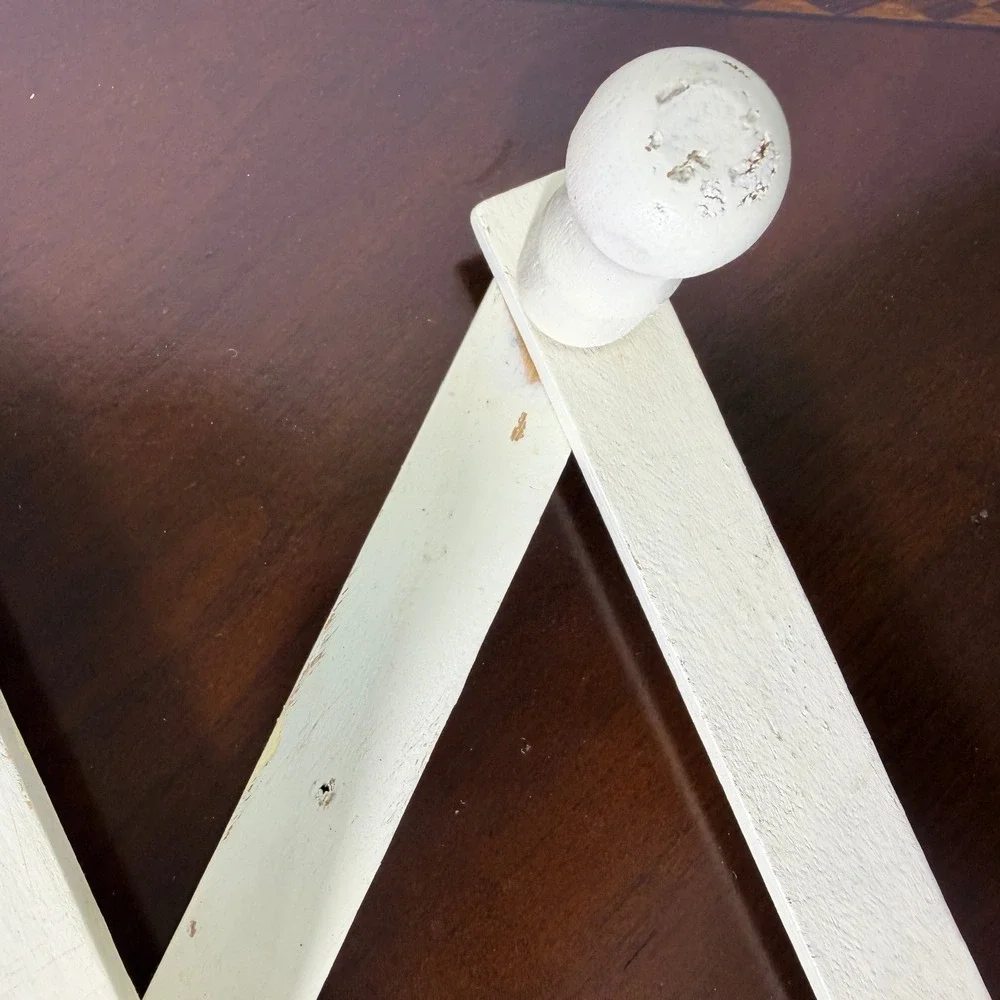 Vintage Accordion 10 Peg Rack Expandable White Wood Wall Mount Rustic Farmhouse